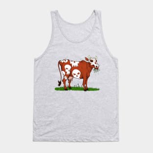 Scary Dairy Cow Skull Vegan Tank Top